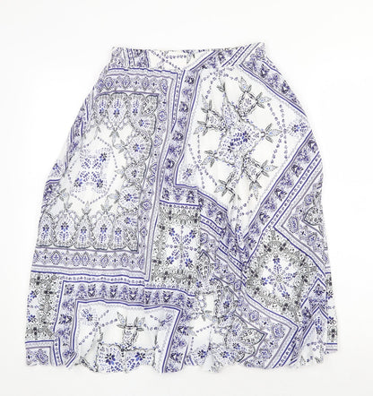 H&M Womens Blue Geometric Polyester A-Line Skirt Size 8