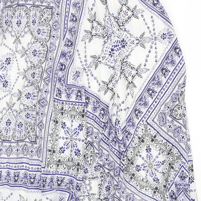 H&M Womens Blue Geometric Polyester A-Line Skirt Size 8