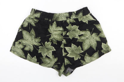 New Look Womens Green Floral Polyester Bermuda Shorts Size 8 Regular Pull On