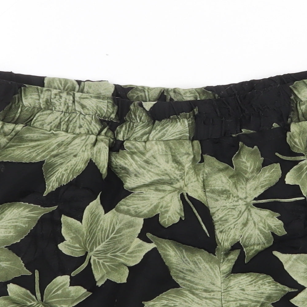 New Look Womens Green Floral Polyester Bermuda Shorts Size 8 Regular Pull On
