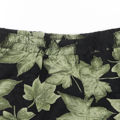 New Look Womens Green Floral Polyester Bermuda Shorts Size 8 Regular Pull On
