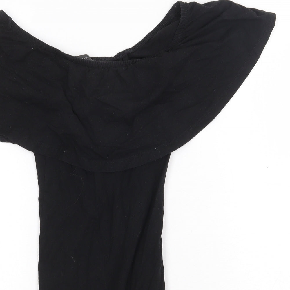 Primark Womens Black Cotton Bodysuit One-Piece Size 4 Snap