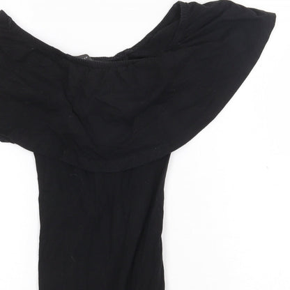 Primark Womens Black Cotton Bodysuit One-Piece Size 4 Snap