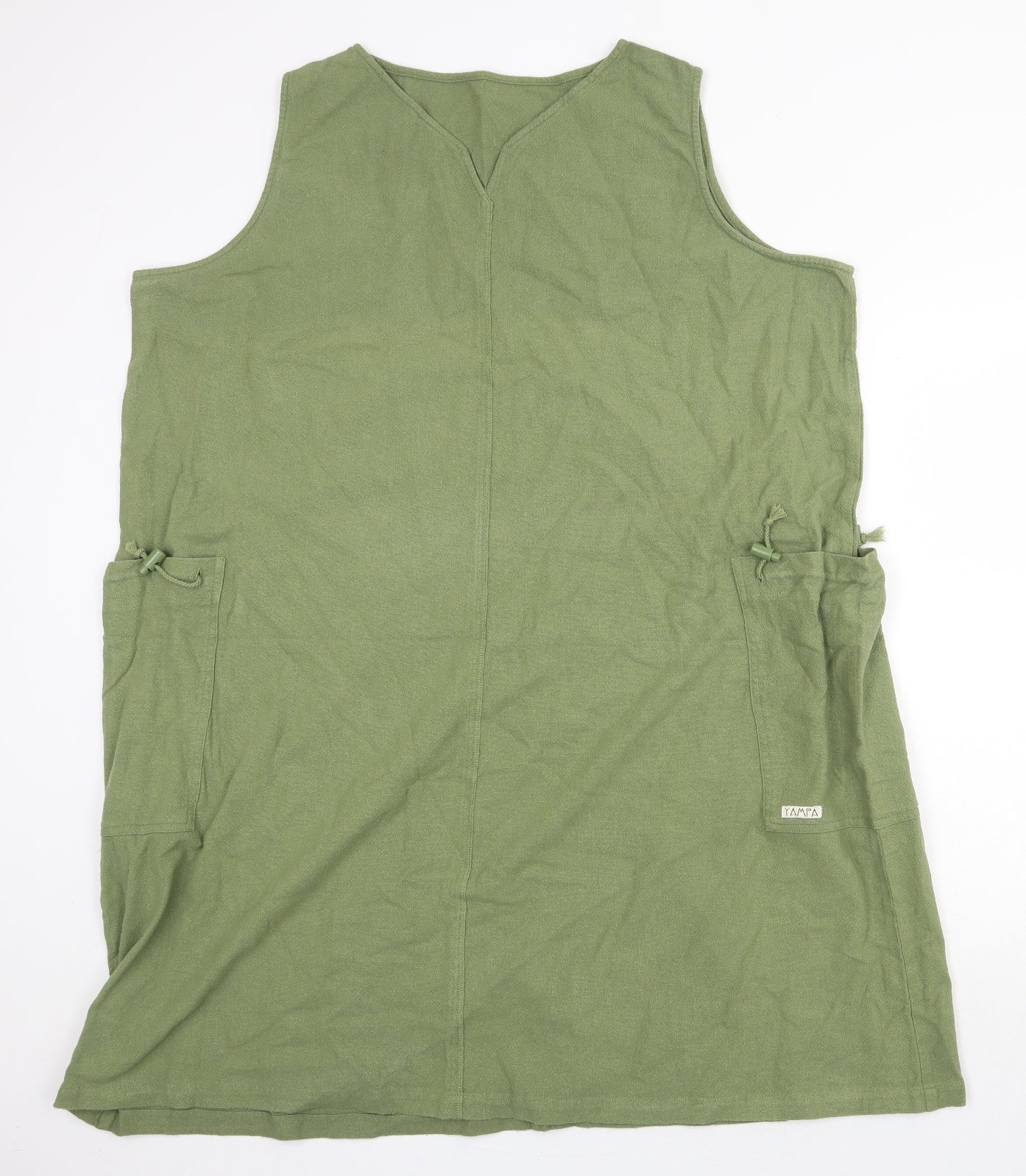 Yampa Womens Green 100% Cotton Tank Dress Size 6 V-Neck Pullover