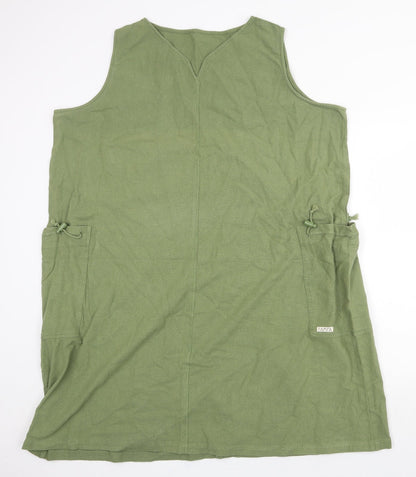 Yampa Womens Green 100% Cotton Tank Dress Size 6 V-Neck Pullover