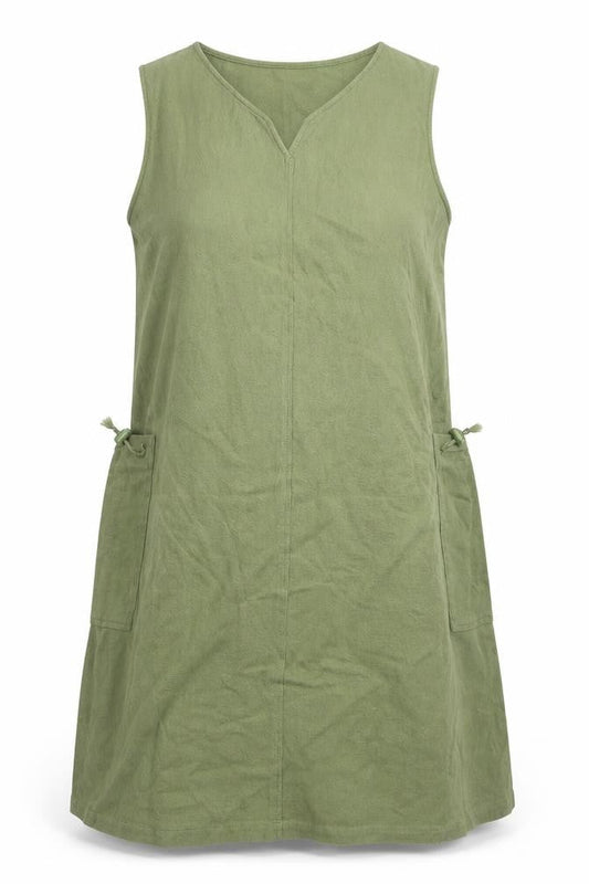 Yampa Womens Green 100% Cotton Tank Dress Size 6 V-Neck Pullover