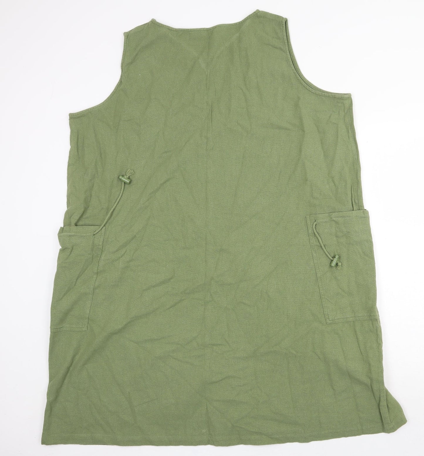 Yampa Womens Green 100% Cotton Tank Dress Size 6 V-Neck Pullover