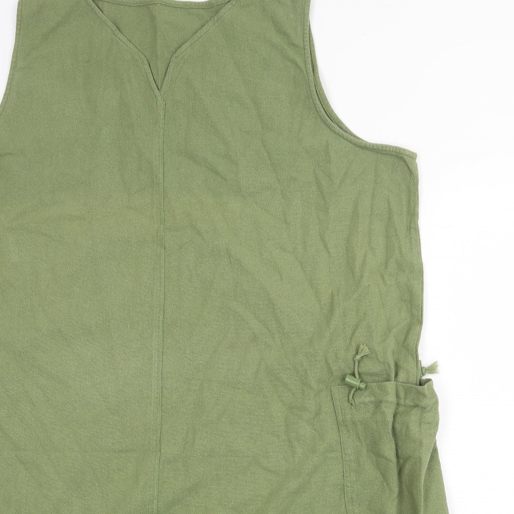 Yampa Womens Green 100% Cotton Tank Dress Size 6 V-Neck Pullover