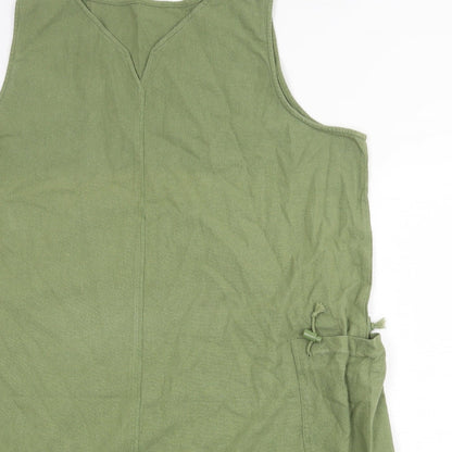 Yampa Womens Green 100% Cotton Tank Dress Size 6 V-Neck Pullover