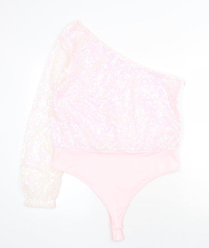 In the Style Womens Pink Polyester Bodysuit One-Piece Size 16 Snap