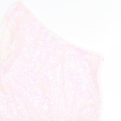 In the Style Womens Pink Polyester Bodysuit One-Piece Size 16 Snap