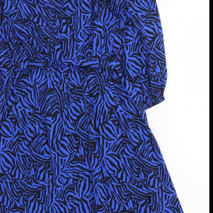New Look Womens Black Geometric Polyester A-Line Size 8 V-Neck Tie