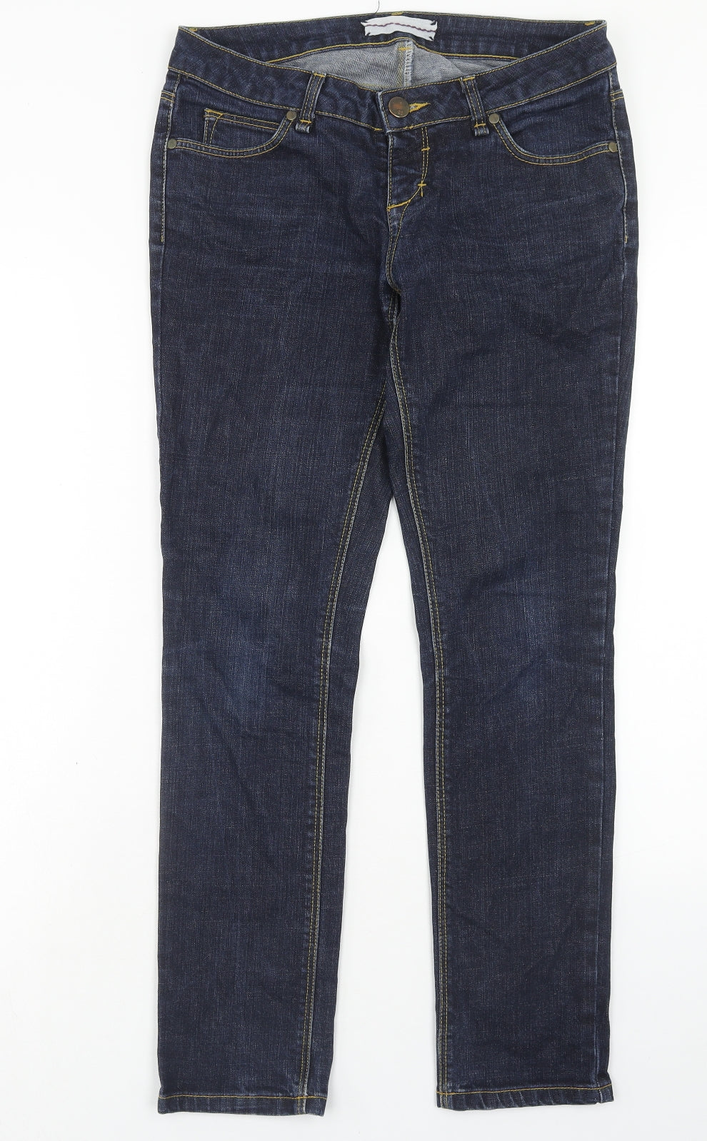 Topshop Womens Blue Cotton Skinny Jeans Size 30 in L30 in Regular Button