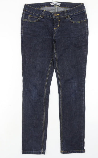 Topshop Womens Blue Cotton Skinny Jeans Size 30 in L30 in Regular Button