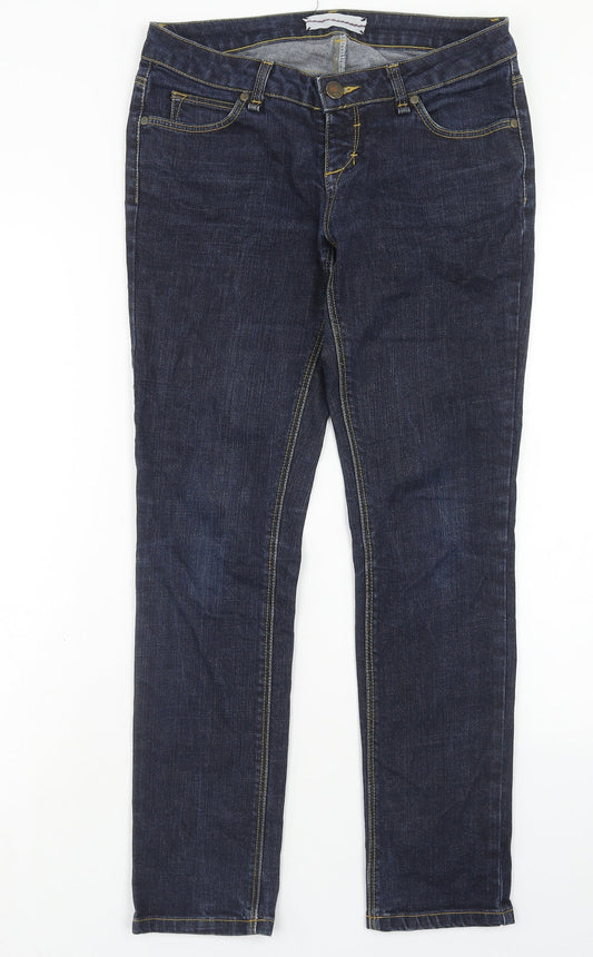 Topshop Womens Blue Cotton Skinny Jeans Size 30 in L30 in Regular Button