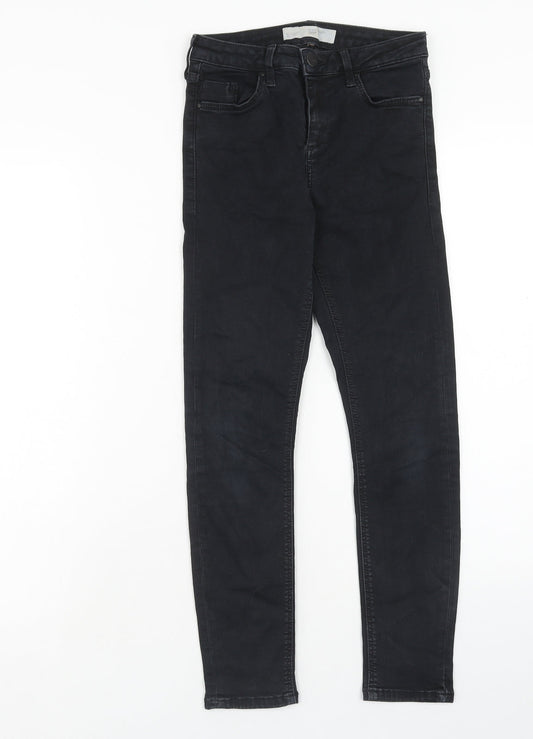 Topshop Womens Black Cotton Skinny Jeans Size 26 in L28 in Regular Button