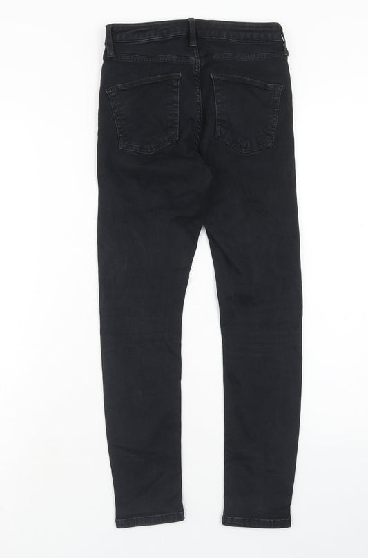 Topshop Womens Black Cotton Skinny Jeans Size 26 in L28 in Regular Button