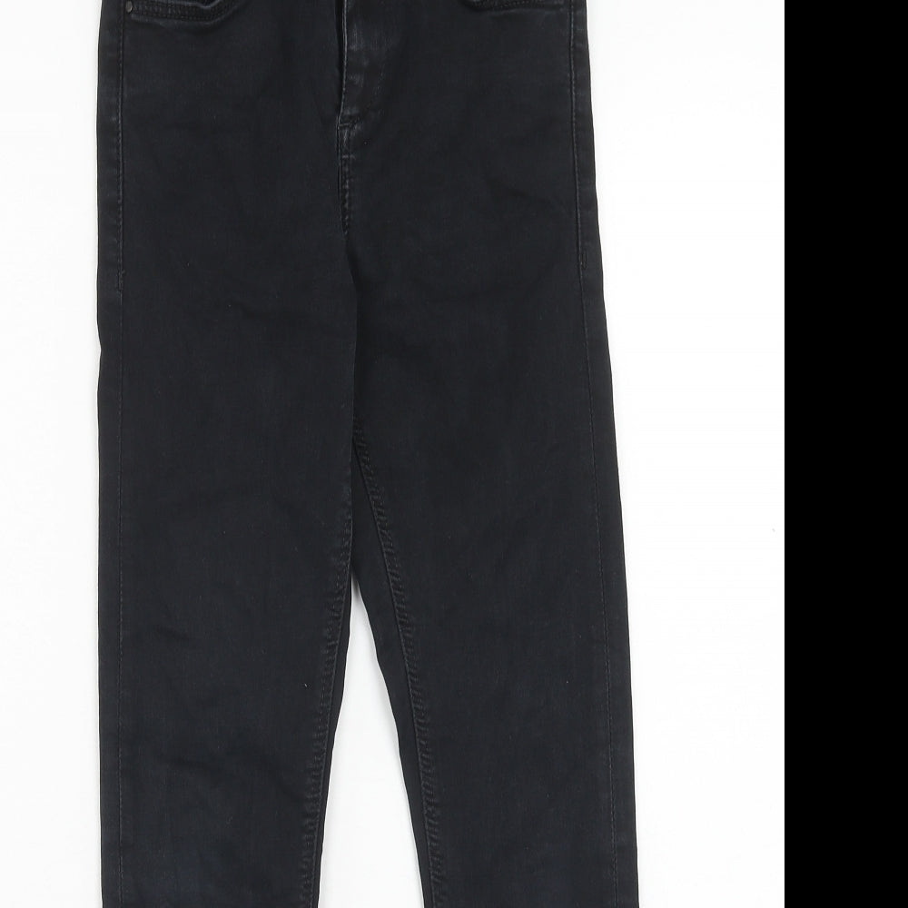 Topshop Womens Black Cotton Skinny Jeans Size 26 in L28 in Regular Button