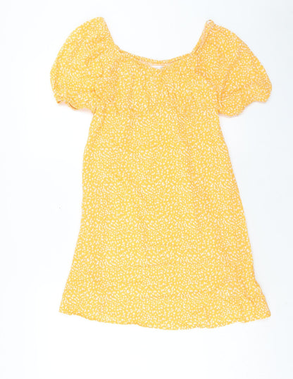 Primark Womens Orange Animal Print Viscose A-Line Size 8 Boat Neck Pullover