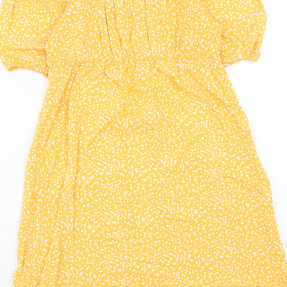 Primark Womens Orange Animal Print Viscose A-Line Size 8 Boat Neck Pullover