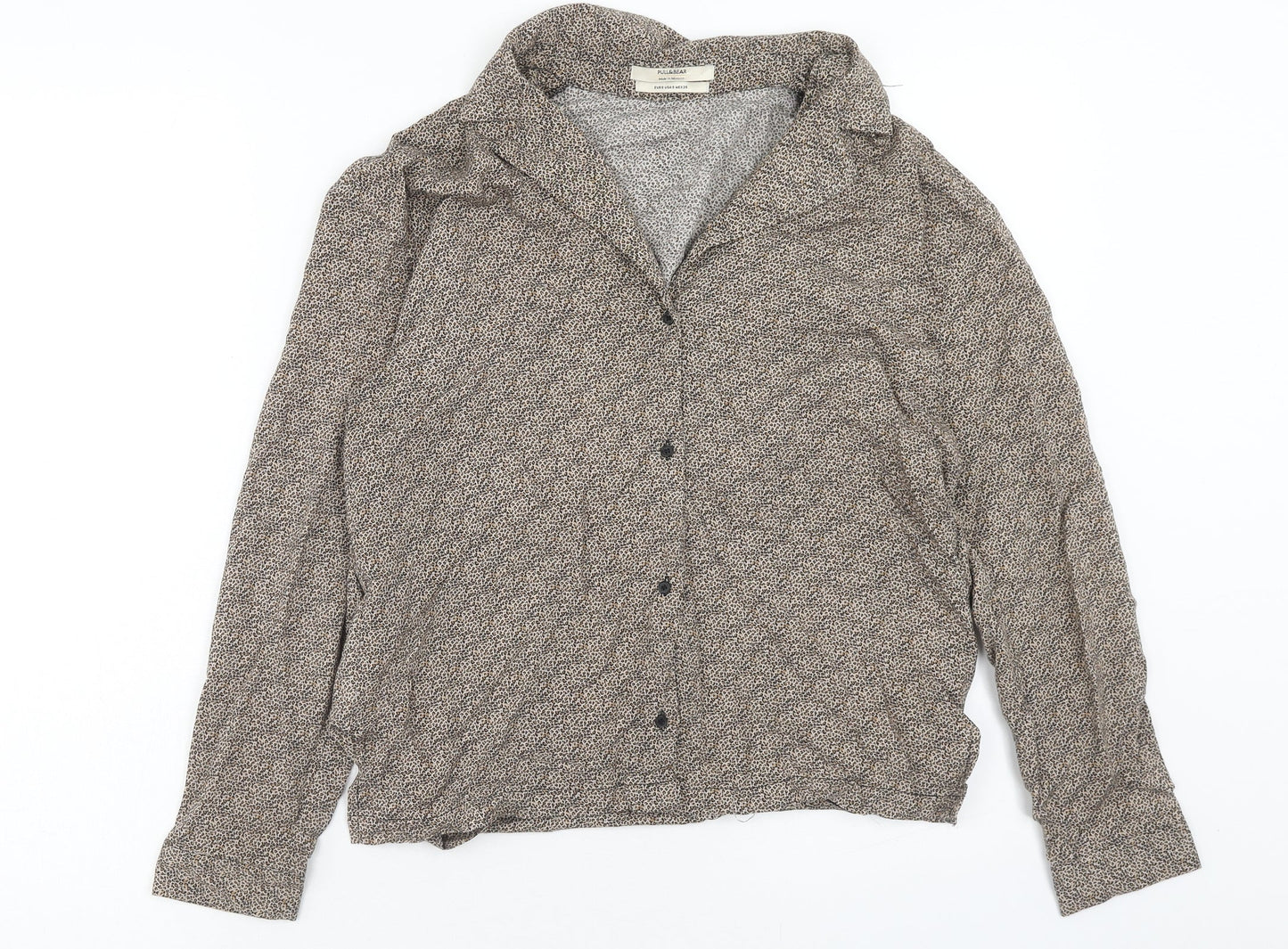 Womens UK Size S Pull&Bear Brown Basic Button-Up