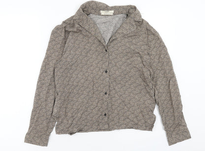 Womens UK Size S Pull&Bear Brown Basic Button-Up