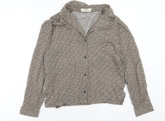 Womens UK Size S Pull&Bear Brown Basic Button-Up