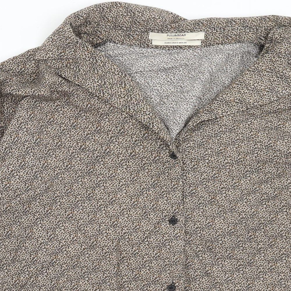 Womens UK Size S Pull&Bear Brown Basic Button-Up