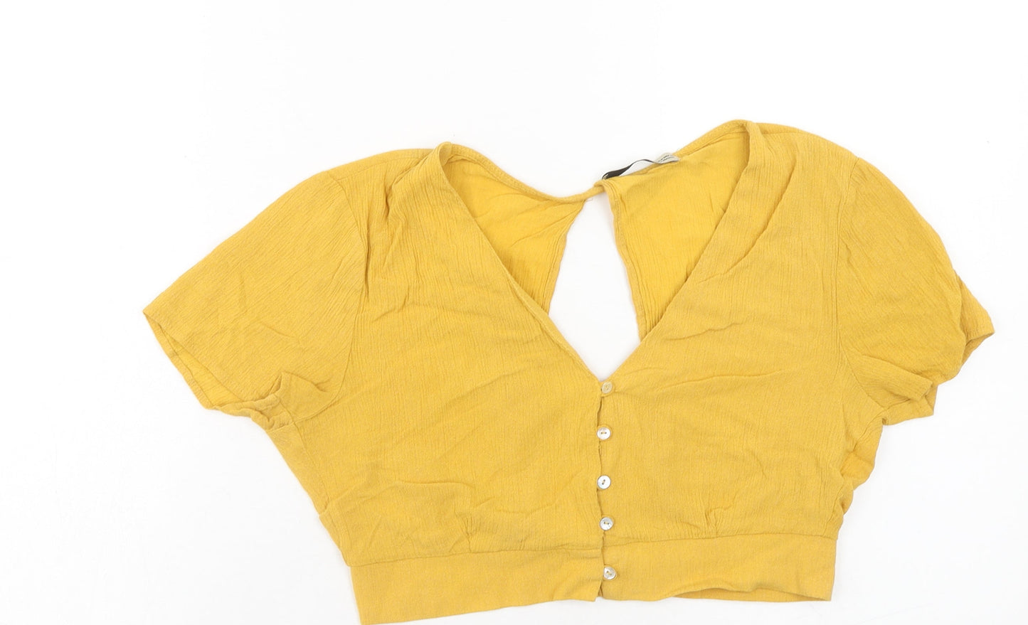 Womens UK Size M Pull&Bear Yellow Cropped Blouse