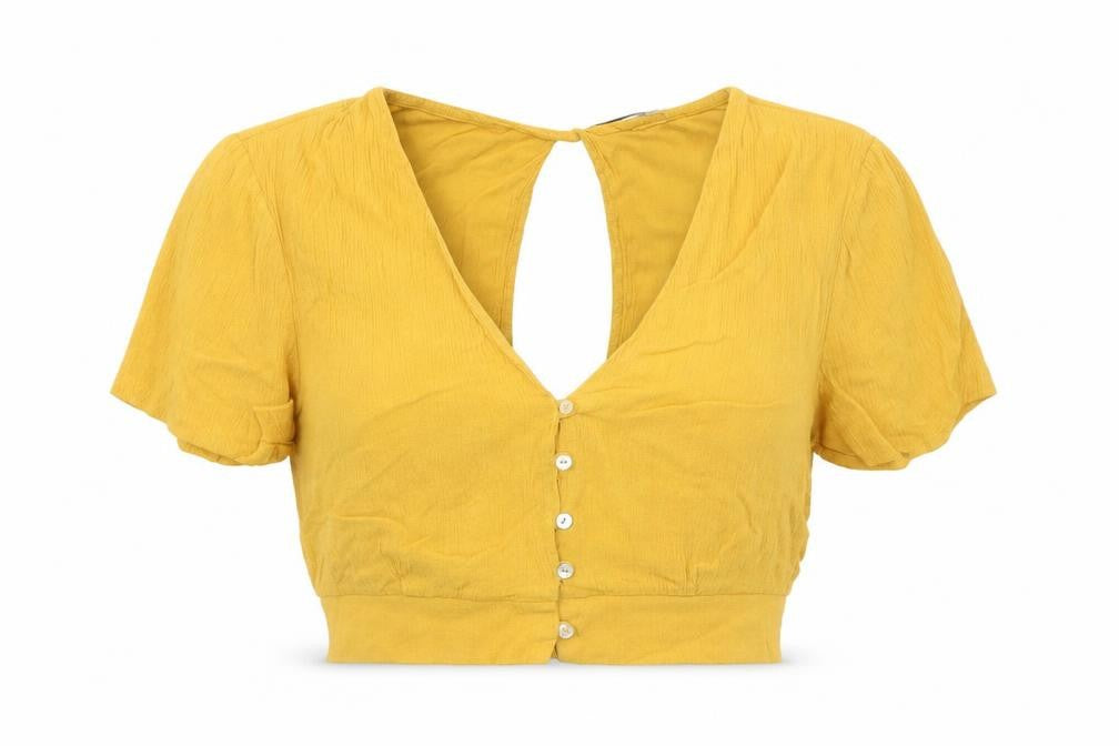 Womens UK Size M Pull&Bear Yellow Cropped Blouse