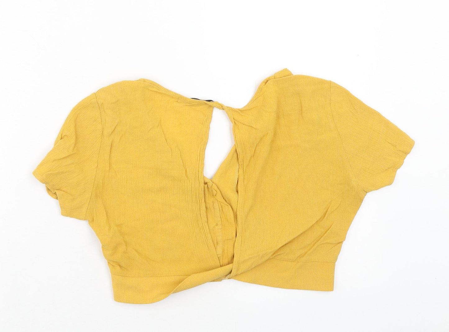 Womens UK Size M Pull&Bear Yellow Cropped Blouse