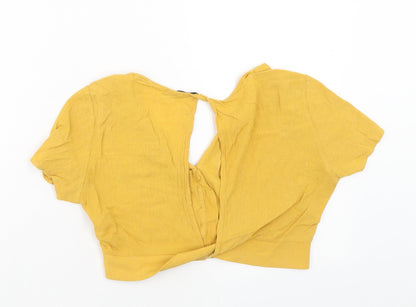 Womens UK Size M Pull&Bear Yellow Cropped Blouse