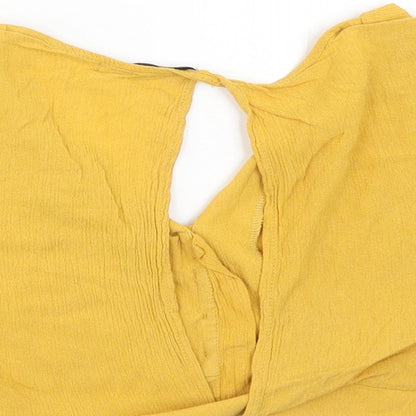 Womens UK Size M Pull&Bear Yellow Cropped Blouse