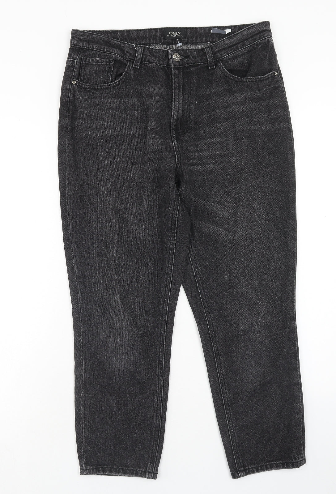 Only Womens Black Cotton Straight Jeans Size 30 in Regular Button