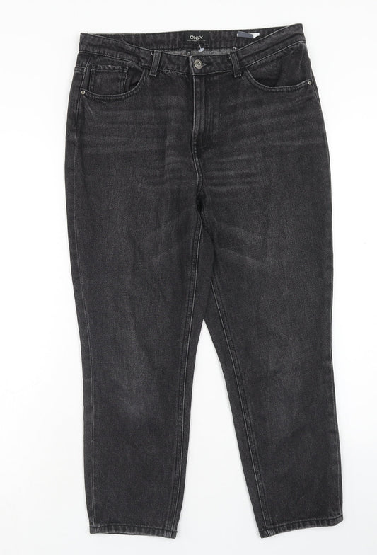 Only Womens Black Cotton Straight Jeans Size 30 in Regular Button