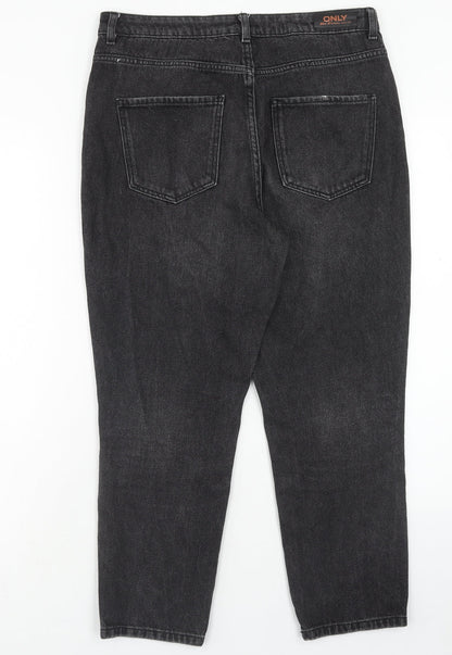 Only Womens Black Cotton Straight Jeans Size 30 in Regular Button