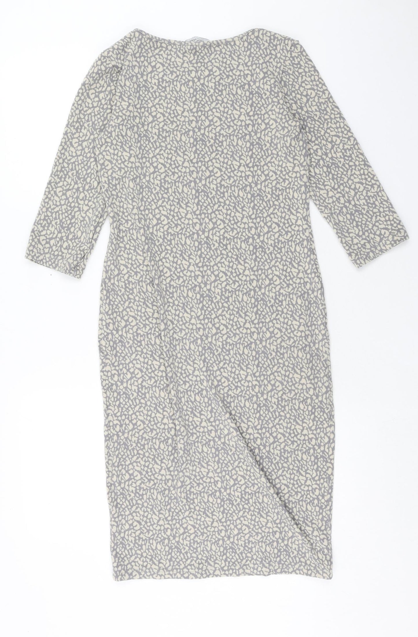 Dorothy Perkins Womens Grey Animal Print Polyester Sheath Size 8 Boat Neck Pullover