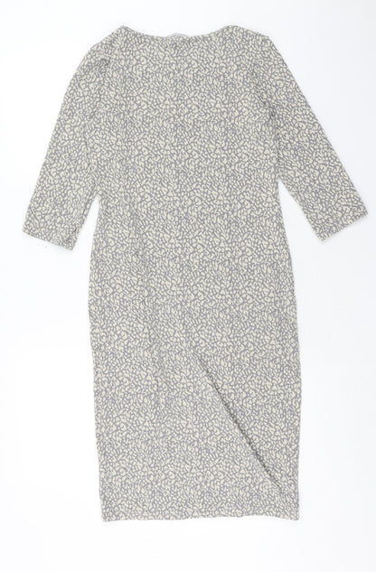 Dorothy Perkins Womens Grey Animal Print Polyester Sheath Size 8 Boat Neck Pullover