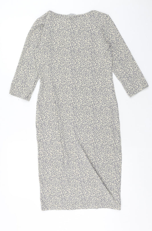 Dorothy Perkins Womens Grey Animal Print Polyester Sheath Size 8 Boat Neck Pullover