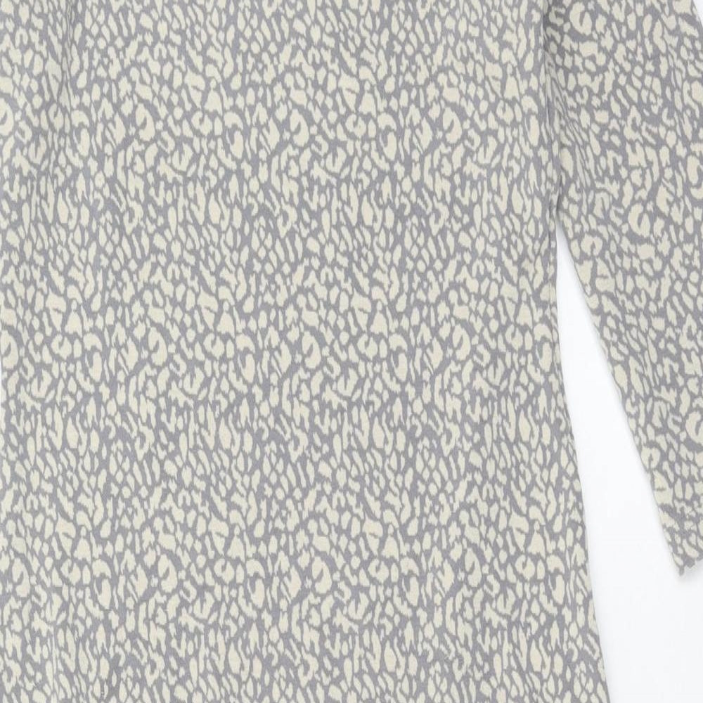 Dorothy Perkins Womens Grey Animal Print Polyester Sheath Size 8 Boat Neck Pullover