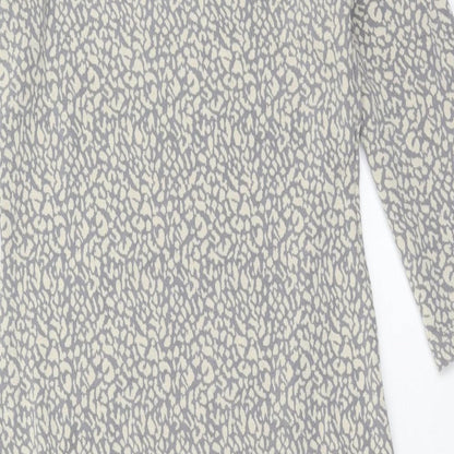Dorothy Perkins Womens Grey Animal Print Polyester Sheath Size 8 Boat Neck Pullover
