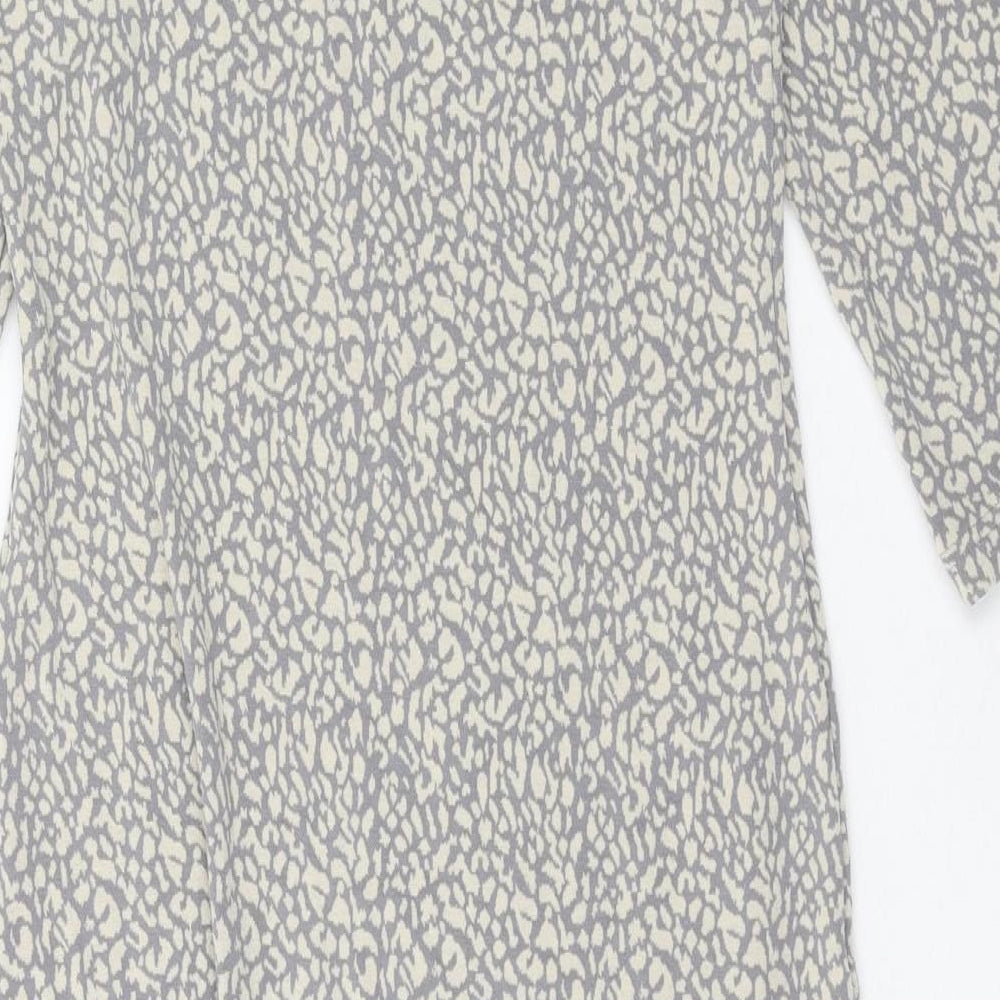 Dorothy Perkins Womens Grey Animal Print Polyester Sheath Size 8 Boat Neck Pullover