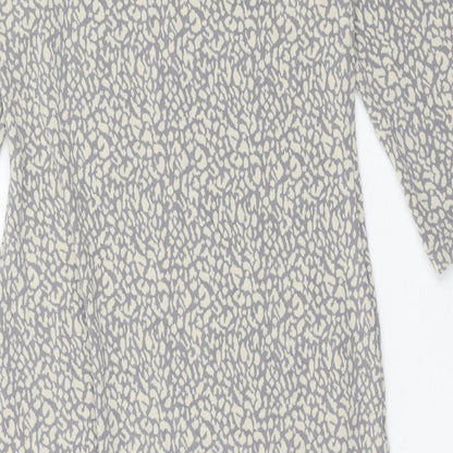 Dorothy Perkins Womens Grey Animal Print Polyester Sheath Size 8 Boat Neck Pullover