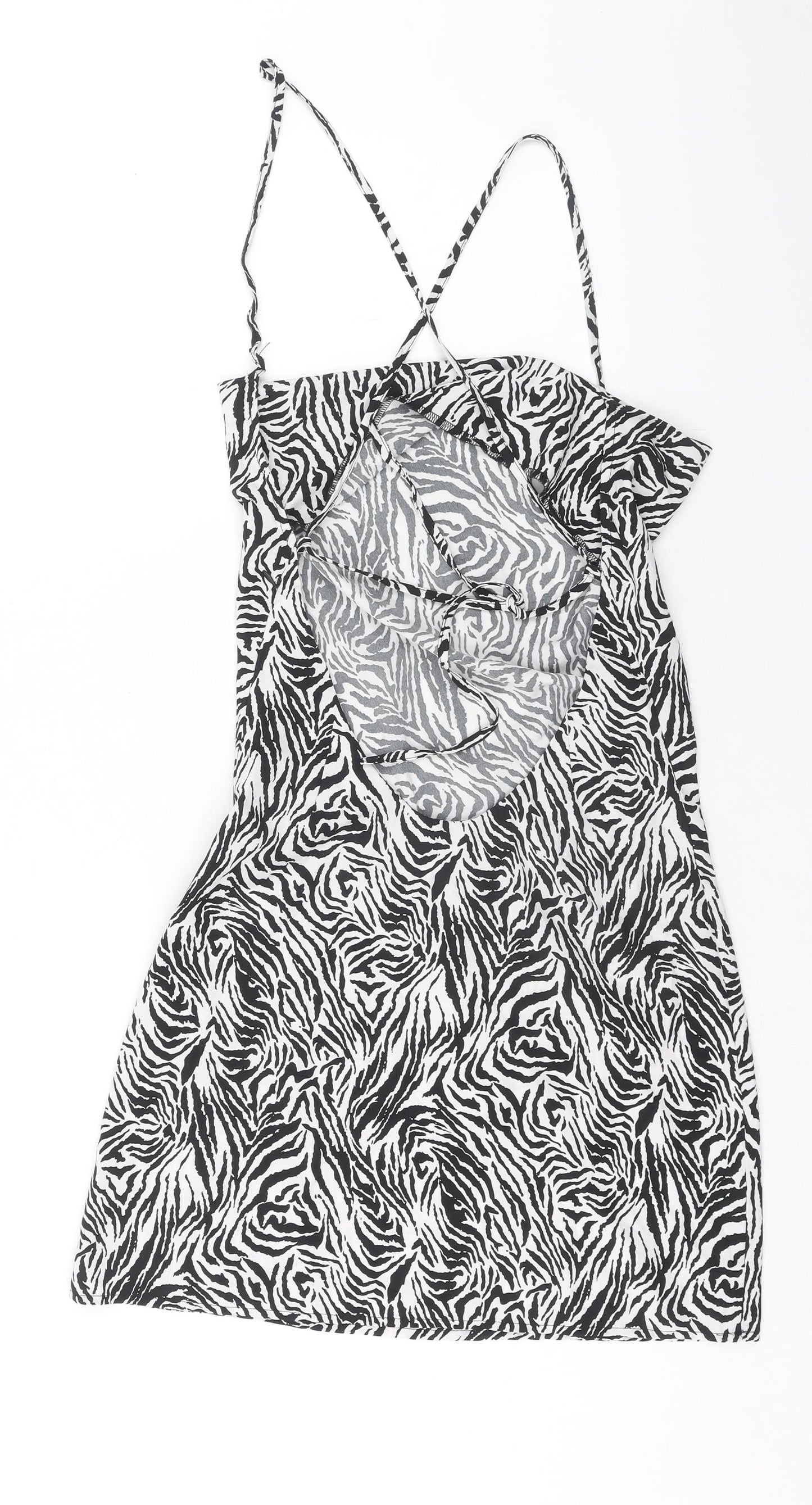 Misspap Womens Multicoloured Animal Print Polyester Tank Dress Size 10 Scoop Neck Zip