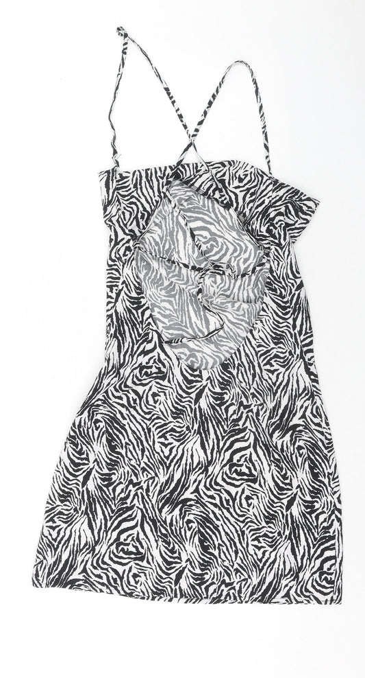 Misspap Womens Multicoloured Animal Print Polyester Tank Dress Size 10 Scoop Neck Zip