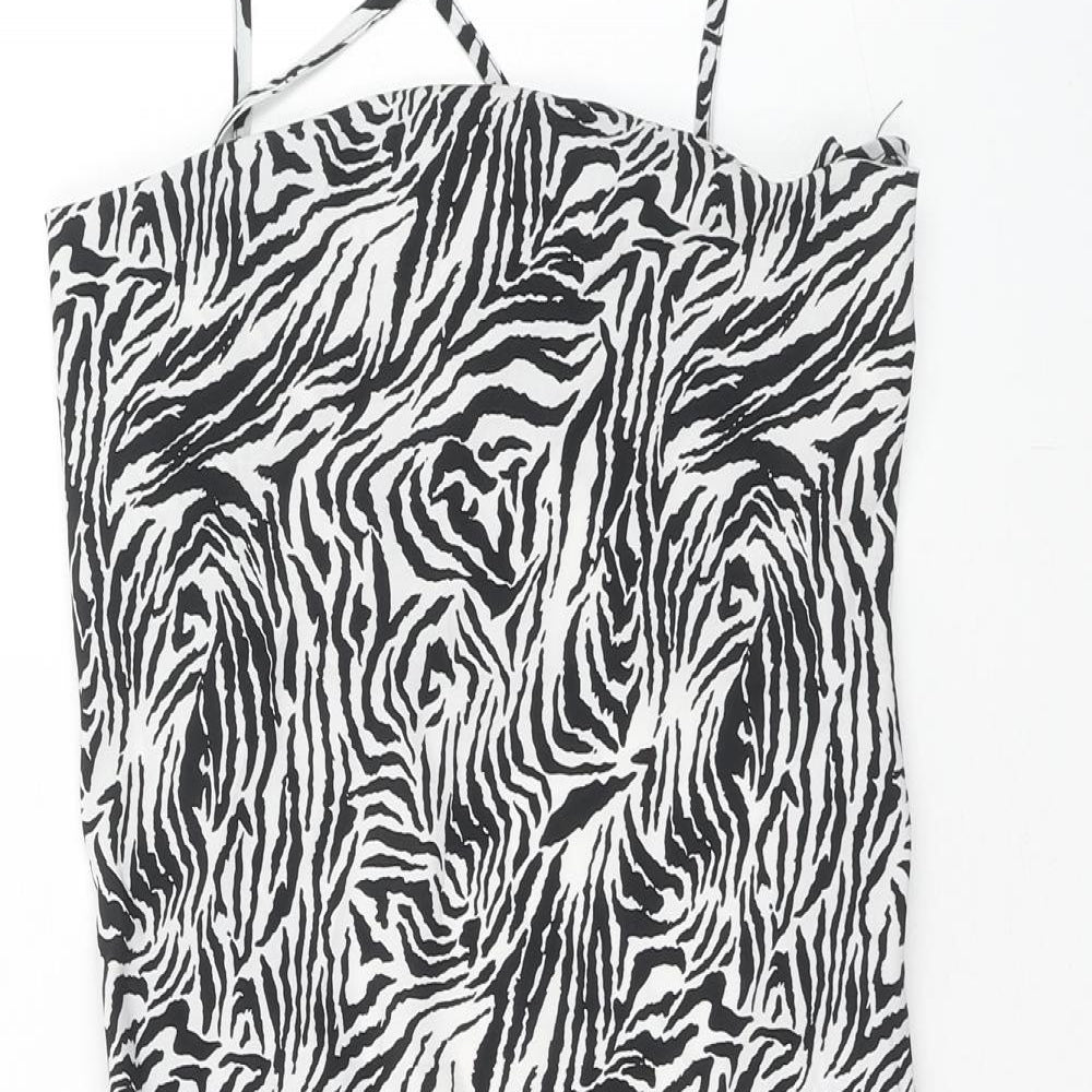 Misspap Womens Multicoloured Animal Print Polyester Tank Dress Size 10 Scoop Neck Zip