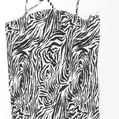 Misspap Womens Multicoloured Animal Print Polyester Tank Dress Size 10 Scoop Neck Zip