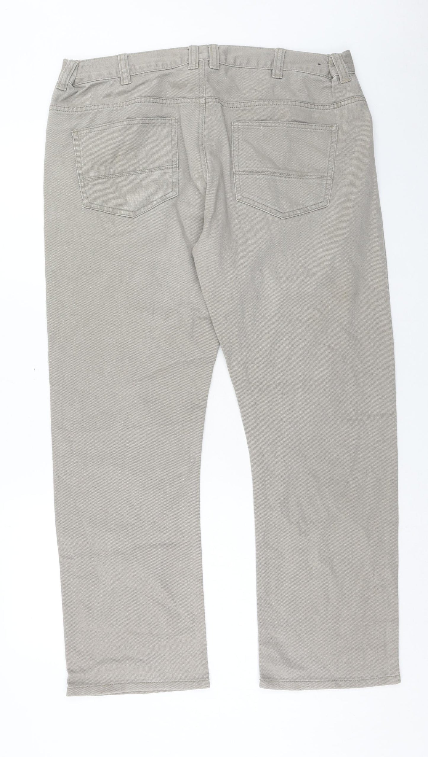 Denim & Co. Mens Grey Cotton Straight Jeans Size 38 in L30 in Regular Button