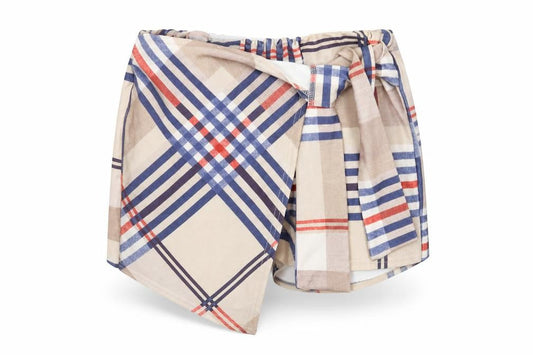 IX London Womens Multicoloured Plaid Polyester Wrap Shorts Size 12 Regular Tie
