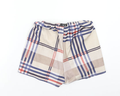 IX London Womens Multicoloured Plaid Polyester Wrap Shorts Size 12 Regular Tie